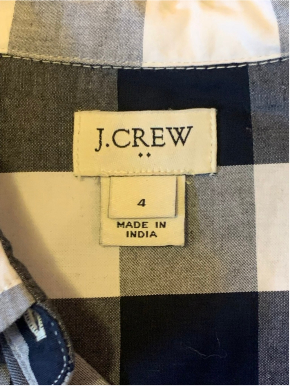 J.Crew Dress Size 4 Navy and White Checkers Button Up Tie Belt - Picture 2 of 10